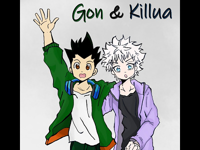 Gon and Killua from HunterXHunter animation anime app fanart gon freeces hxh illustration killua zoldyck krita raster art