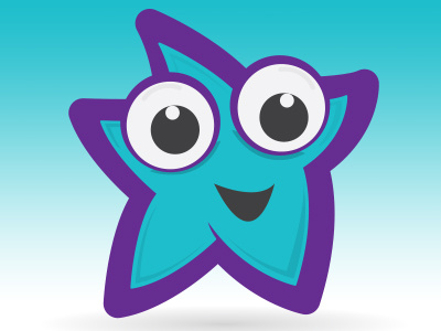 Sparky blue brand cartoon character children concept eyes icon kids logo mouth preschool purple shading star