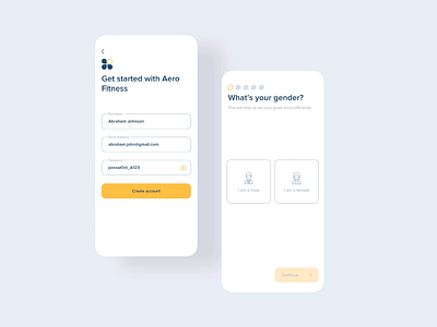 Fitness App Onboarding | Mobile UI UX App Design animation app create account exercise fitness gym interaction ios login minimal mobile onboarding signup ui ux weight workout