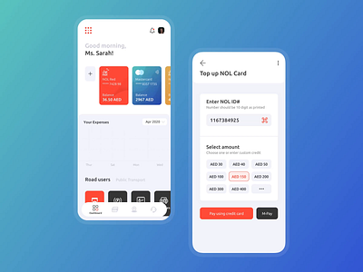 Roads & Transport Dashboard and Top-up animation app application cards credit dashboard finance fintech graph illustration load mobile product ride taxi topup ui ux uxdesign wallet