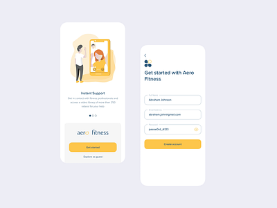 Aero Fitness On-boarding Screens app create account design design app download fitness fitness app freebie illustration interaction ios logo mobile onboarding onboarding ui signin signup ux uxdesign vector