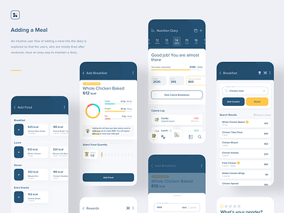 Fitness App | Add a Meal add app branding calendar card diary fitness food gym icon illustration interaction design ios logo meal mobile nutrition product design ui ux