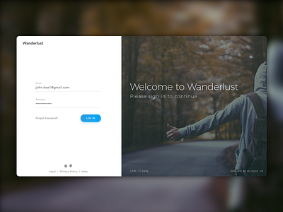 Wanderlust - Login Page for CMS