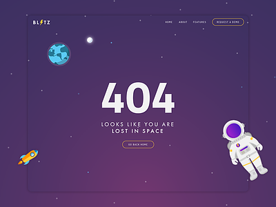 404 Page - Lost In Space 404 astronaut earth illustration lost in space moon planet sky space ui ux web design