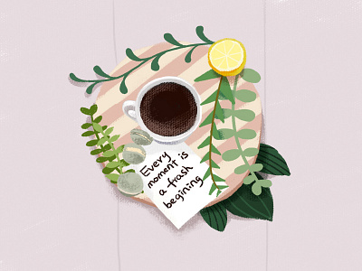 enjoy app banner coffee enjoy illustration ios lemon macaron plant
