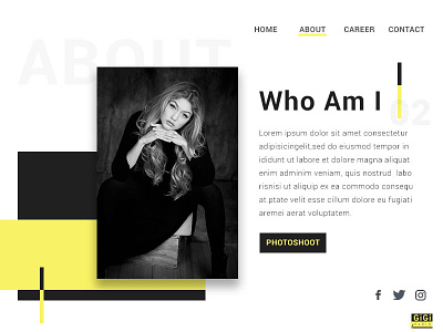 About Section about minimal model personal portfolio ui ux website