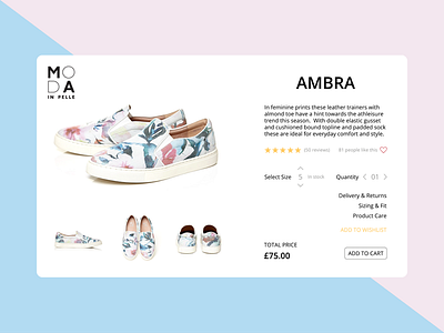 Daily UI - Day 12 - E Commerce Shop dailyui day12 e commerceshop modainpelle shoes shopping trainers