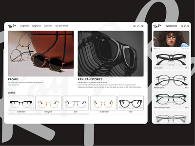 Ray-Ban concept website 2d app branding creative design figma glasses graphic design identity illustration landing landing page logo motion graphics ui ux uxui vector web website