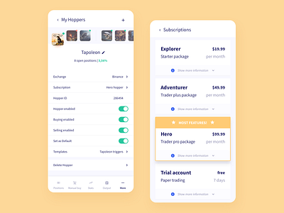 Choose a subscription app branding clean crypto cryptocurrency design features flat mobile subscribe subscription ui ux