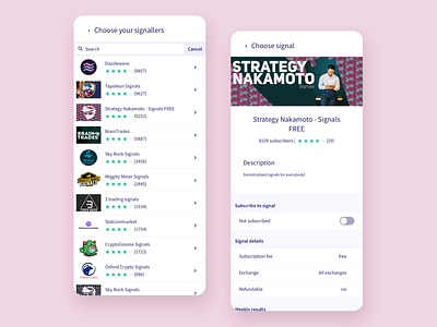 Subscribe to a Signaller app branding crypto cryptocurrency design flat minimal mobile ui ux