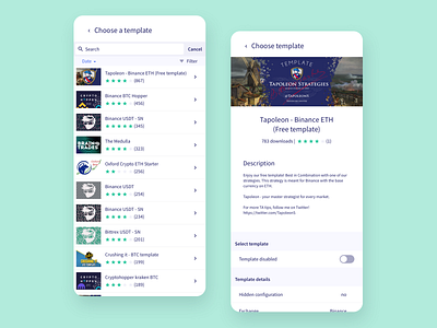 Choose a template app branding crypto cryptocurrency design flat minimal mobile ui ux