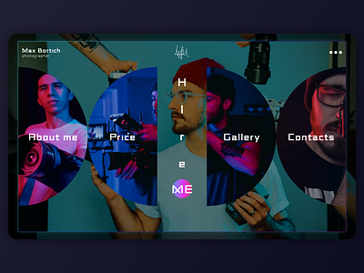 Concept hero-screen of photographer's website