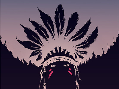 Indian Mo dark feathers forest illustrator indian sunset vector