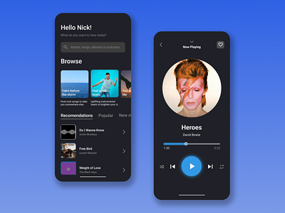 #DailyUI Day 9 - Music Player app dark mode design graphic design illustration typography ui ux