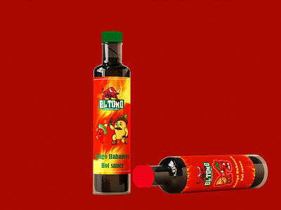 Mango Habanero Hot Sauce Label & Mockup