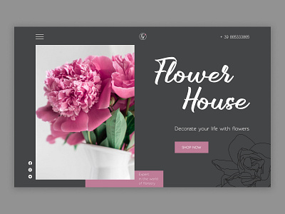 Flower House Concept design first page landing landing page main page ui