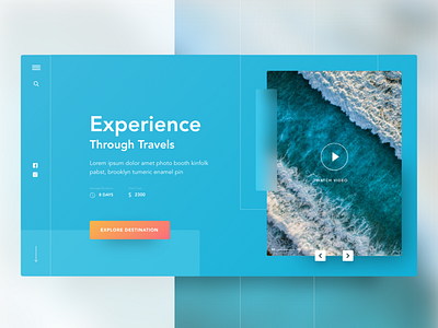 Travel website exploration adobe xd clean color design flat grid minimal ocean page travel ui ux ui web website