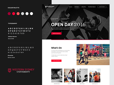 WSU: Open Day - Homepage + Brand Elements content design diversity education sydney system ui university western