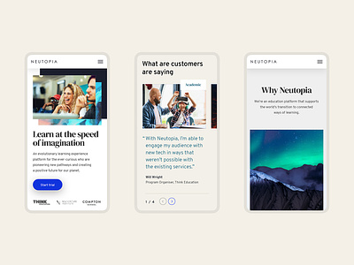 Neutopia - Responsive Screens for recent site re-design branding design education mobile responsive ui