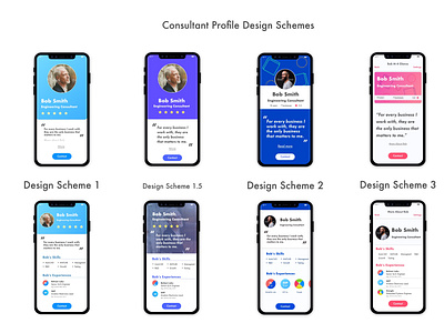 User Profile UI Mockups for a consulting app
