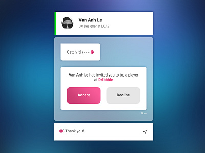 Dribbble Invitation app clean conversation interface invitation lifestyle pink shadow ui ux