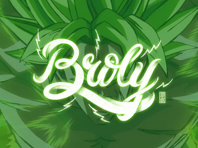 Broly design green lettering manga typography