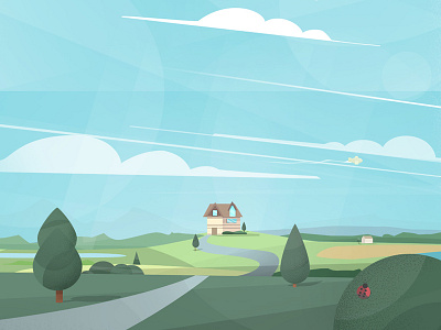 Landscape sweet house house illustration landscape sky