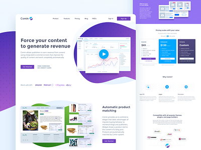 Comin: force your content to generate revenue comin content design ecommerce landing mainpage monetization monetize uiux web widget