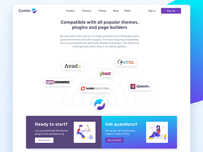 Comin landing page