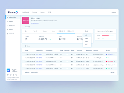 Comin System merchant dashboard