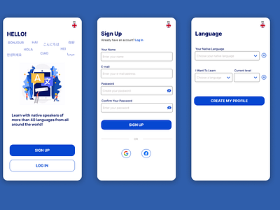 Daily UI: Language App Sign Up Page daily ui design sign up ui ui exploration