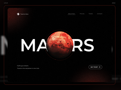 Concept page - Trip to mars branding conceptart consept design mainpage mars page planet site concept ticket ui uidesign ux ux design webdesign