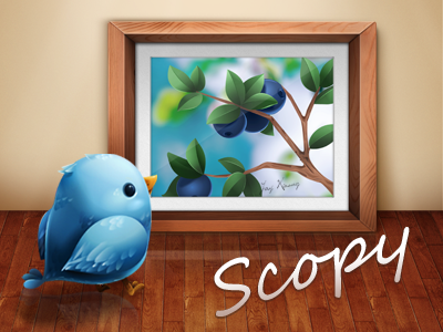 iPhone app - Scopy bird blue icon illustration ios iphone twitter wood