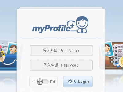 myProfile+ Web application GUI button gui login web application