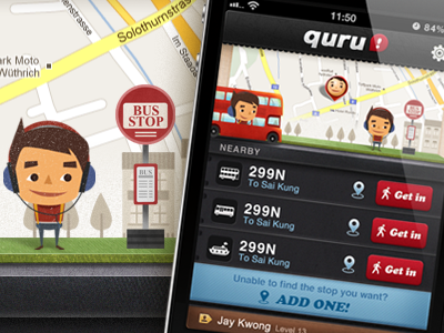 iphone app - Quru GUI (design v1) apps bus car gui illustration ios iphone