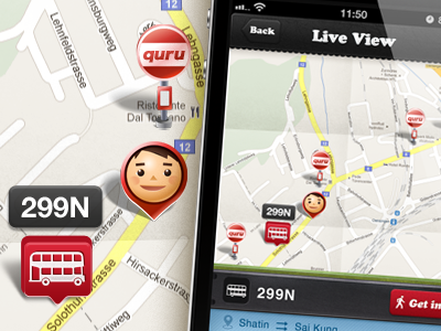 iphone app - Quru GUI apps bus car gui illustration ios iphone map pin