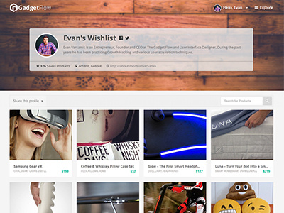 Wishlist Design For Gadget Flow ecommerce eshop flat minimal products profile wishlist