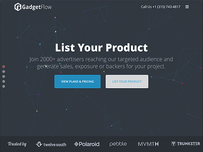 Landing Page for TheGadgetFlow canvas dark html5 landing page modern
