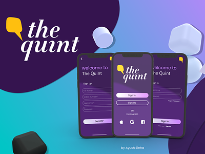 Login Page Designed For THE QUINT 3d animation app branding figma graphic design login page design logo motion graphics ui