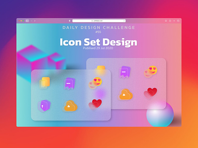 Icon set Design (Glassmorphism) 100 days ui challenge daily ui challenge design dribbble figma graphic design icon set icon set design illustration ui ui design