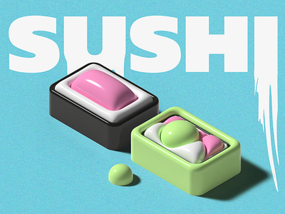 Sushi 3D | Digital Art 3d digital art graphic design illustration illustrator photoshop vector