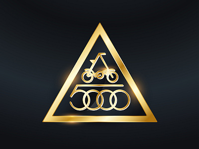 Strida badge 5000 badge bycicle celebration gold illustration strida triangle
