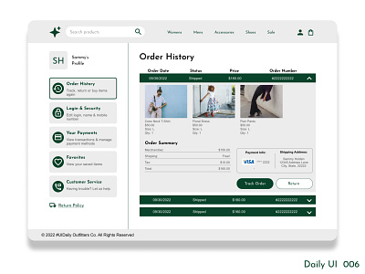 Daily UI 006 Create a Profile Page dailyui design desktop ecommerce ui