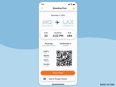 Daily UI 024 - Boarding Pass airline airport app app design boarding pass dailyui design flight mobile ui