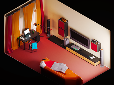 My Room Bitches 3d lowpooly polygon render room