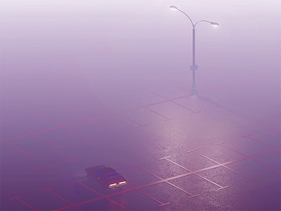 Parking Fog 3d car fog light lowpooly parking polygon render