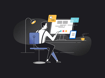 Desktop illustration app desktop flat icon illustration minimal office vector website