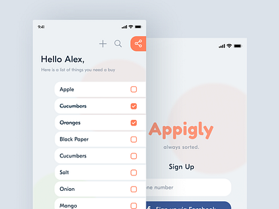 Mobile App - Appigly Todo App for Your Family Shopping.