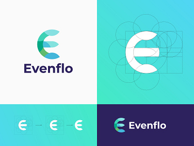 Logo E Lettering Colorful Elegant Minimalist Golden Ratio