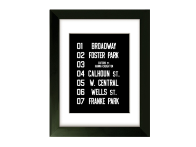 Framed Fort Wayne Trolley Roll Sign Prints fort wayne indiana print roll sign trolley